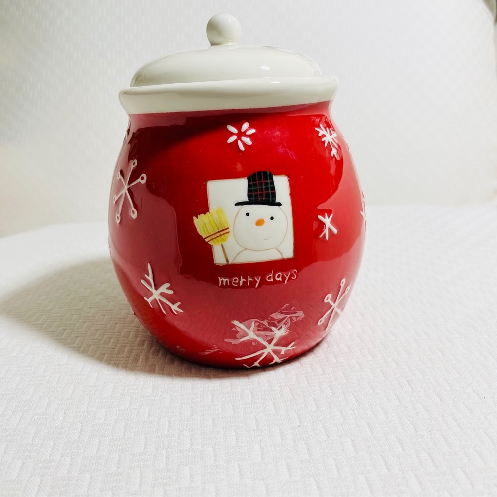 Hallmark Snowman Merry‎ Days Cookie Jar w/ Lid